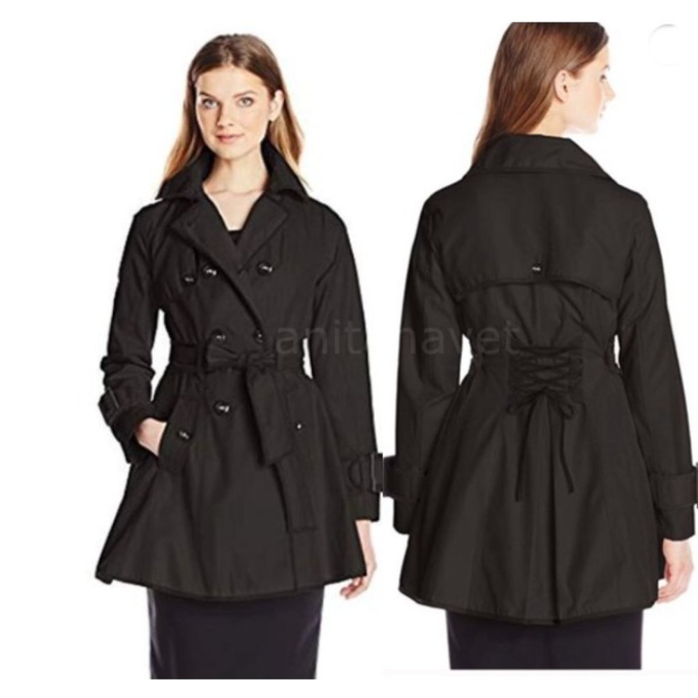 BETSEY JOHNSON Piped Double Breasted Trench Coat